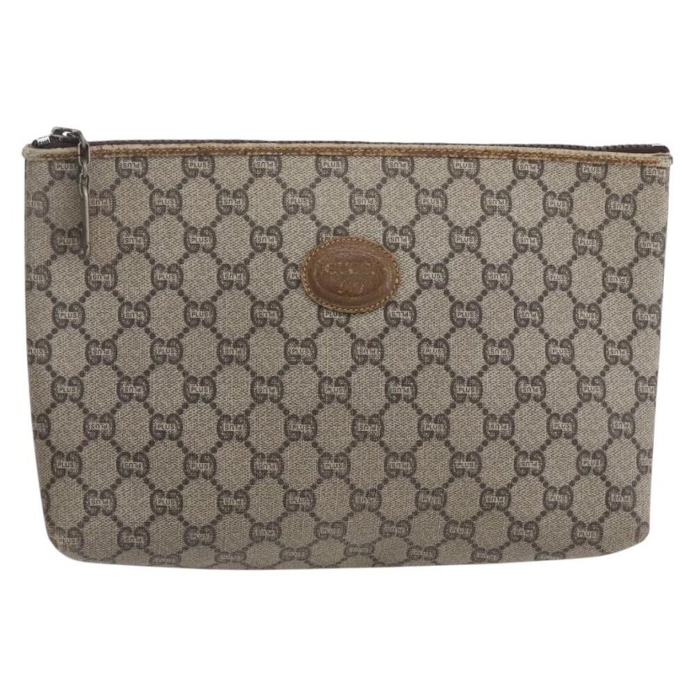 GUCCI GG Supreme Bamboo Shoulder Bag PVC Nylon 3 Set Beige Black Auth ka378 - Picture 2 of 16